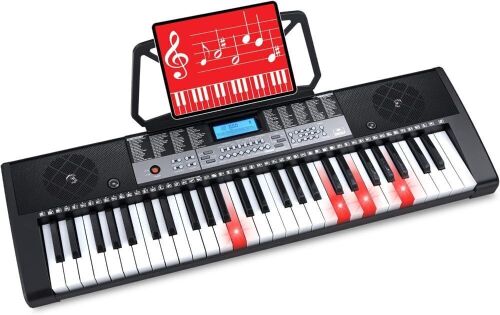 54-Key Electronic Keyboard Piano Portable Beginner Electric Keyboard Complete Set w/LCD Screen, Power Adapter, Teaching Modes, Music Sheet Stand, Built in Speakers - Lot 7914