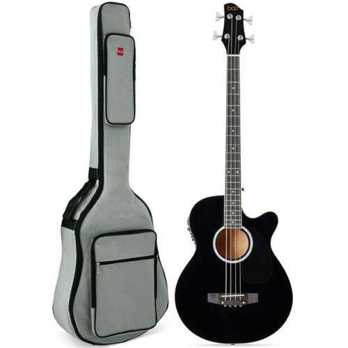 Acoustic Electric Bass Guitar w/ Equalizer, Truss Rod, Padded Gig Bag - Lot 7921