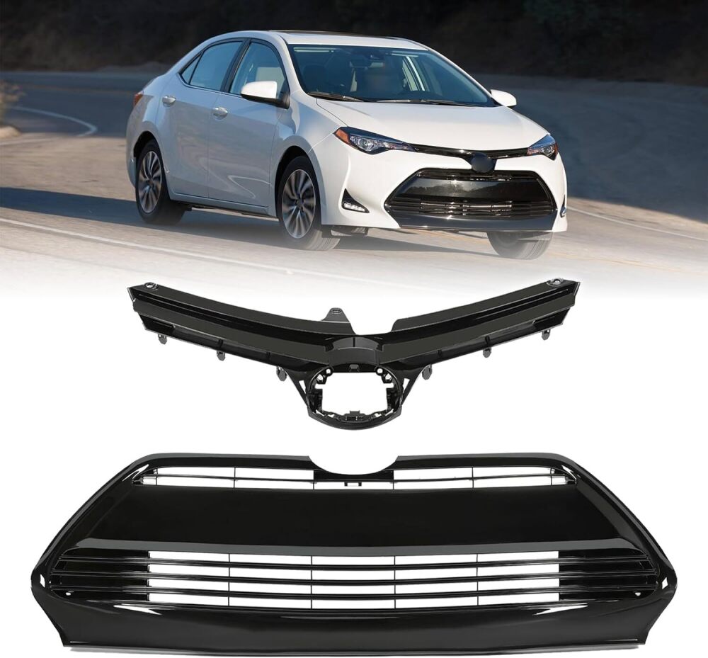 Front Upper & Lower Bumper Grille Assembly Fit For 2017 2018 2019 Toyota Corolla LE XLE Front Bumper Grill Guard Replacement Kit Black Front Cover Air Intake | 5311102B00, 5311202730 - Image 1 - Lot 8070