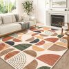 MUJOO 8x10 Area Rugs,Washable Rugs for Living Room Bedroom Dining Room,Boho Large Throw Floor Carpet Non Slip Soft Modern Abstract Bohemian Terracotta - Thumbnail 1
