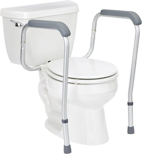 Medline Toilet Safety Rail For Seniors with Easy Installation, Height Adjustable Toilet Safety Frame, Bathroom Assist Rail with Armrests, Bathroom Safety, 250 lb. Weight Capacity - Lot 8205