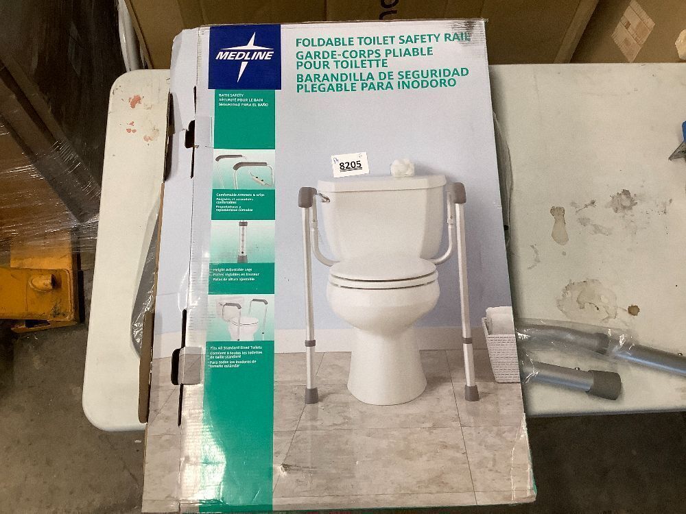 Medline Toilet Safety Rail For Seniors with Easy Installation, Height Adjustable Toilet Safety Frame, Bathroom Assist Rail with Armrests, Bathroom Safety, 250 lb. Weight Capacity - Image 3 - Lot 8205