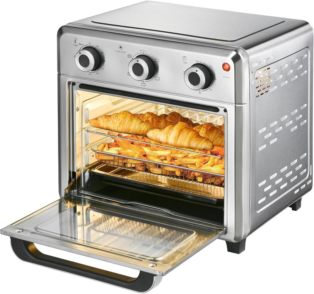 Panana Compact Airfryer Toaster Oven, 1400W 21QT with 6-in-1 Multifunctions and Wide Temperature Range, Air Fryer Oven with 60-Minute Timer/Auto-Off, Stainless Steel Countertop - Image 1 - Lot 8215