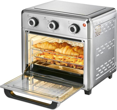Panana Compact Airfryer Toaster Oven, 1400W 21QT with 6-in-1 Multifunctions and Wide Temperature Range, Air Fryer Oven with 60-Minute Timer/Auto-Off, Stainless Steel Countertop - Lot 8215