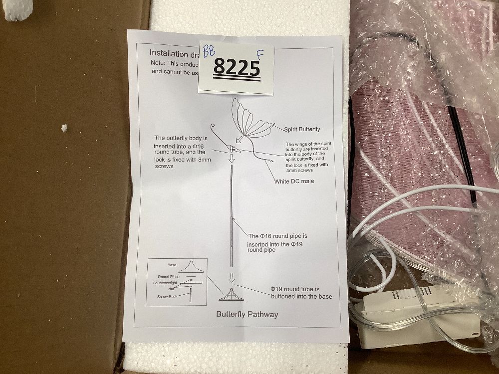 Wedding Butterfly LED Floor Lamp: Hanging Butterfly White Color Ceiling Light - Romantic Wedding Decoration Lights Fixture - Adjustable Height Creative Props (1, 60 CM/23.6 in(Pink Light)) - Image 3 - Lot 8225