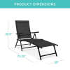 Set of 2 Outdoor Patio Chaise Recliner Lounge Chairs w/ Rust-Resistant Frame - Thumbnail 2