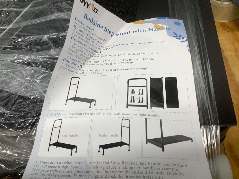 Bed Step Stool with Adjustable Handle for Elderly Adults, 30.5" Long Bedside Step Stools - Image 5 - Lot 6698