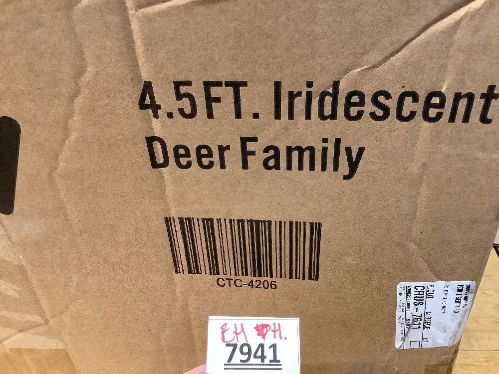 4.5' 3D Pre-lit Iridescent Christmas Reindeers Family, 3-Piece Lighted Deer Set with 280 LED Lights, Stakes, Zip Ties for Indoor or Outdoor Christmas Decorations - Image 2 - Lot 7941