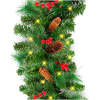 9ft Pre-Lit Christmas Garland w/ 50 Lights, Pine Cones, Berries - Thumbnail 1
