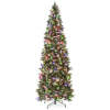 Pre-Lit Partially Flocked Pencil Christmas Tree w/ 2-in-1 Multicolor Lights 4.5ft - Thumbnail 1