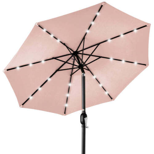 Solar LED Lighted Patio Umbrella w/ Tilt Adjustment, UV-Resistant - 10ft - Lot 7976