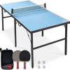 Portable Ping Pong Table Tennis Game Set w/ Paddles, Balls - 6x3ft - Thumbnail 1