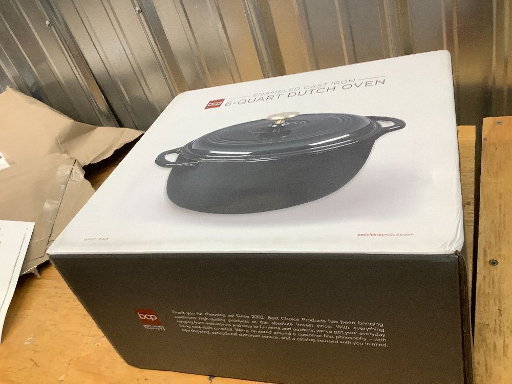 Cast-Iron Dutch Oven Kitchen Cookware w/ Enamel, Handles - 6qt - Image 3 - Lot 7999