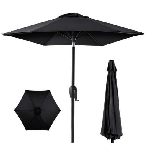 Outdoor Market Patio Umbrella w/ Push Button Tilt, Crank Lift - 7.5ft - Lot 8056