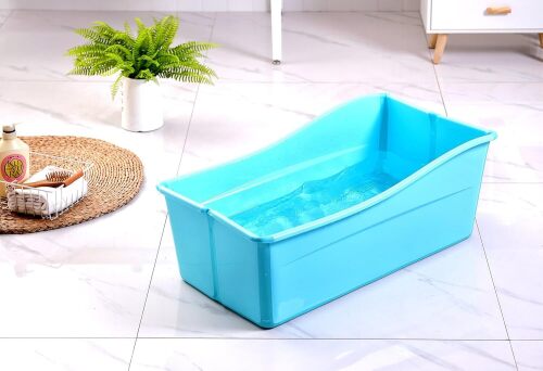 G Ganen Plastic Foldable Bathtub for Shower Portable Ice Bath Tub Blue 30Inch - Lot 8250