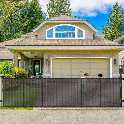 250" Reinforced Extra Wide Baby Gate Retractable Dog Gate, 21ft Extra Long Baby Gate Retractable Gates for Dogs, 48" Extra Tall Pet Gate Retractable Fence Outdoor Gate for Deck/Garage/Patio, Black - Lot 8260