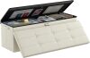 DocSafe Storage Ottoman Bench,Fireproof＆Waterproof Folding Bench with Lock(15”x 43”x15”),Leather Storage Chest with Handles＆2 Extra Boxes,Ottoman Safe for Bedroom,Living Room,Home Office,Beige - Thumbnail 1