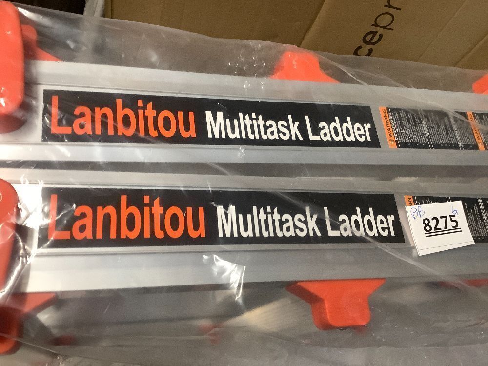 Ladder, A Frame 4 Step Ladder Extension, 14 FT Anti-Slip Multi Position & Storage Folding Ladder, 330 lbs Security Load Telescoping Aluminum Ladders for Stairs Home Indoor Outdoor Roof - Image 2 - Lot 8275