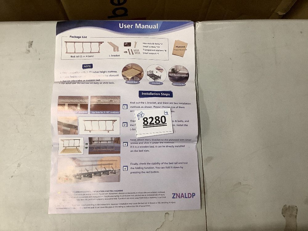 Bed Railing for Seniors, Bed Assist Rail, Bedside Safety Guard Rails for Adults, Fold Down Handle Hospital Rails, Mobility Aids Bedside Assist Bar Cane, Medical Home Care Equipment (47x16) - Image 2 - Lot 8280