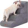 MASSFU Gray Curved Dog Stairs Ramp for High Beds 22.8" H, 4-Step Dog Steps for Small Dogs and Cats, Pet Stairs for High Bed Climbing, Non-Slip Balanced Pet Step - Thumbnail 1