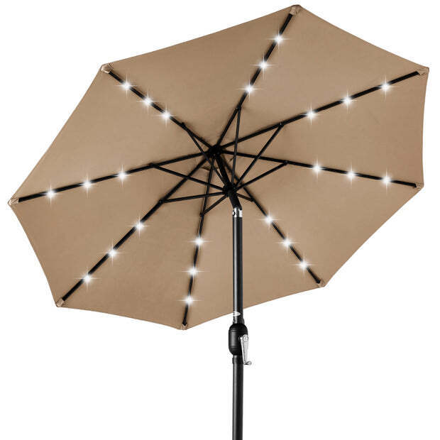 Solar LED Lighted Patio Umbrella w/ Tilt Adjustment, UV-Resistant - 10ft - Image 1 - Lot 8019