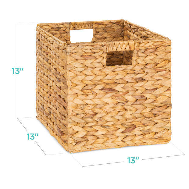 Set of 5 Collapsible Hyacinth Storage Baskets w/ Inserts - 13x13in - Image 2 - Lot 1450