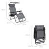 Folding Zero Gravity Recliner Patio Lounge Chair w/ Canopy, Side Tray - Thumbnail 2
