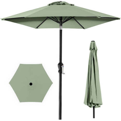 Outdoor Steel Market Patio Umbrella Decoration w/ Tilt, Crank Lift - 10ft - Lot 3070