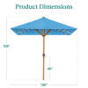 Square Solar LED Lighted Patio Umbrella w/ Woodgrain Pattern - 9ft - Thumbnail 2