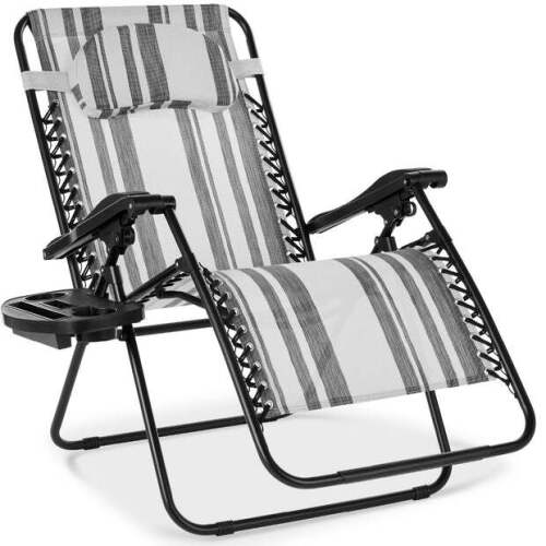 Oversized Reclining Zero Gravity Chair Lounger w/ Cup Holder, Pillow - Lot 5076