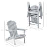 Folding Wooden Adirondack Chair, Accent Furniture w/ Natural Woodgrain - Thumbnail 2