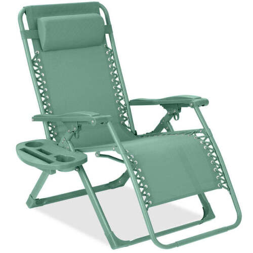Monochromatic Zero Gravity Patio Chair Recliner w/ Side Tray, Headrest - Lot 5227