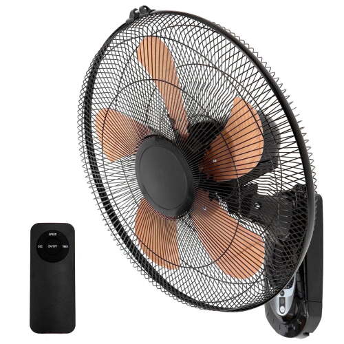 Wall Mount Fan 18 Inch with Remote, 3-speed Wall Oscillating Quiet Fan with 5 Metal Blades, Adjustable Tilt and Timing, High Velocity Fans for Bedroom, Gym, Office, Warehouse, Garage, Gold - Lot 444