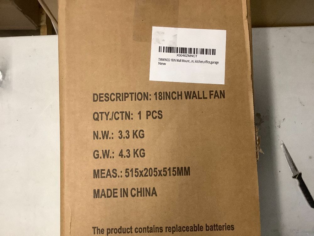 Wall Mount Fan 18 Inch with Remote, 3-speed Wall Oscillating Quiet Fan with 5 Metal Blades, Adjustable Tilt and Timing, High Velocity Fans for Bedroom, Gym, Office, Warehouse, Garage, Gold - Image 4 - Lot 444
