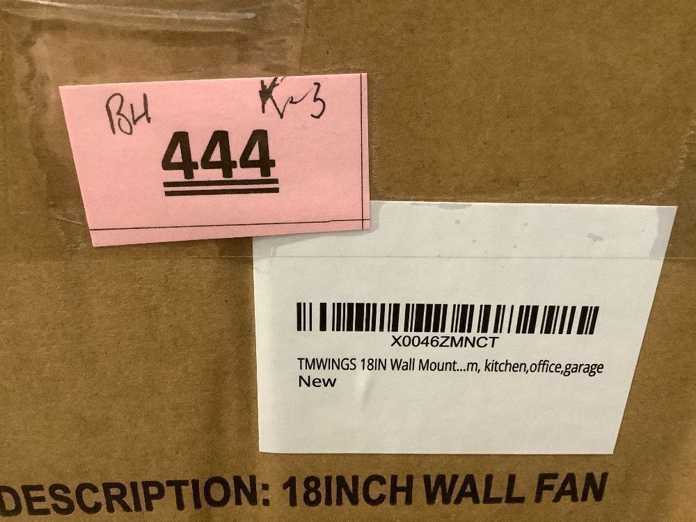 Wall Mount Fan 18 Inch with Remote, 3-speed Wall Oscillating Quiet Fan with 5 Metal Blades, Adjustable Tilt and Timing, High Velocity Fans for Bedroom, Gym, Office, Warehouse, Garage, Gold - Image 5 - Lot 444