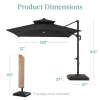 2-Tier Square LED Cantilever Offset Umbrella w/ 360 Rotation, Base - 10x10ft - Thumbnail 2