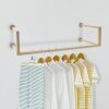 Gold Clothing Rack Wall-Mounted Clothes Rack, Modern Clothes Hanging Bar Space-Saving Vintage Retail Garment Rack Closet Retail Clothing Organizer, Multi-Purpose Heavy Duty Clothing Hanging Rod - Thumbnail 1