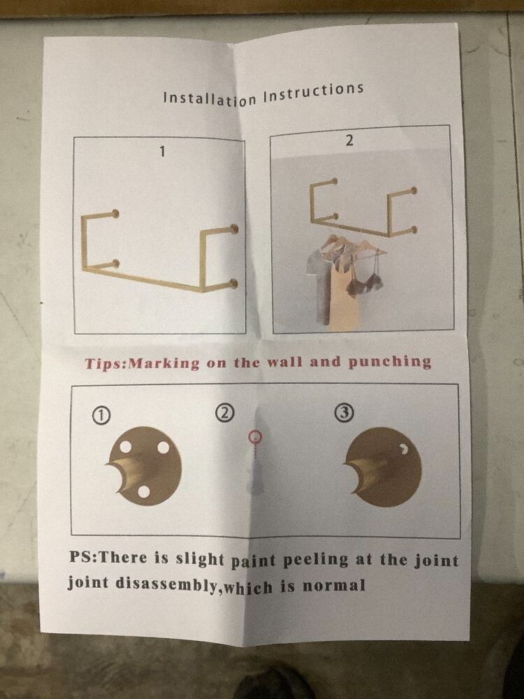 Gold Clothing Rack Wall-Mounted Clothes Rack, Modern Clothes Hanging Bar Space-Saving Vintage Retail Garment Rack Closet Retail Clothing Organizer, Multi-Purpose Heavy Duty Clothing Hanging Rod - Image 3 - Lot 2203