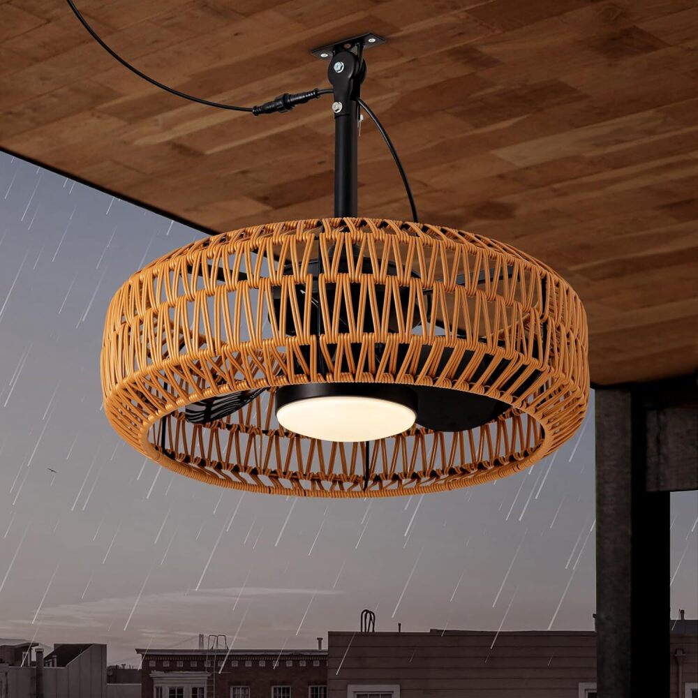 20" Outdoor Ceiling Fans with Lights for Patios, Waterproof Plug in Ceiling Fan with Remote, 3CCT Dimmable, Reversible, Gazebo Fan with Hanging Hook for Canopy, Pergola, Porch - Image 1 - Lot 2580