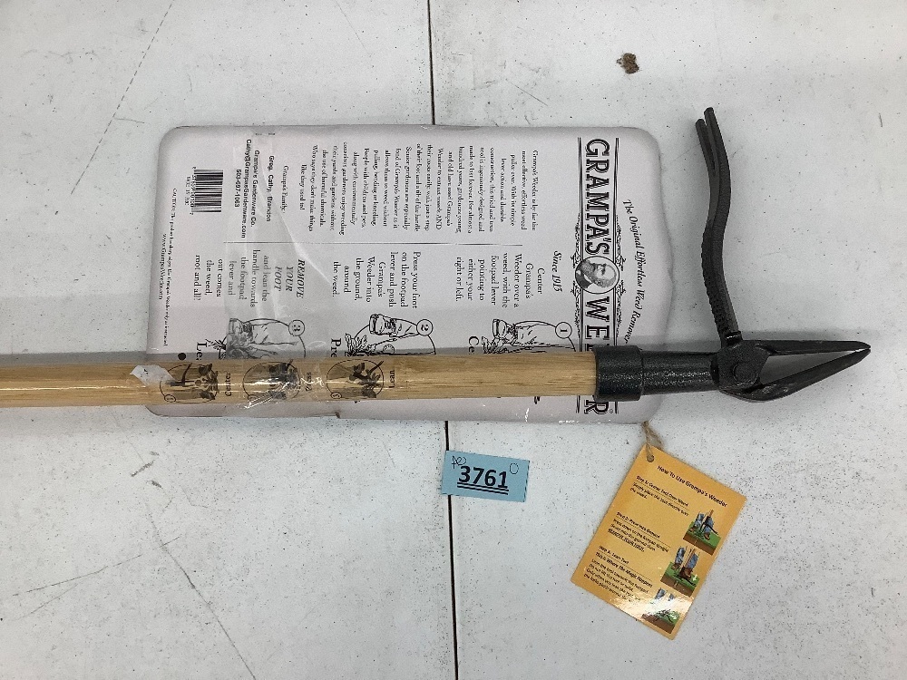 Grampa's Weeder - The Original Stand Up Weed Puller Tool with Long Handle - Made with Real Bamboo & 4-Claw Steel Head Design - Easily Remove Weeds Without Bending, Pulling, or Kneeling. - Image 3 - Lot 3761