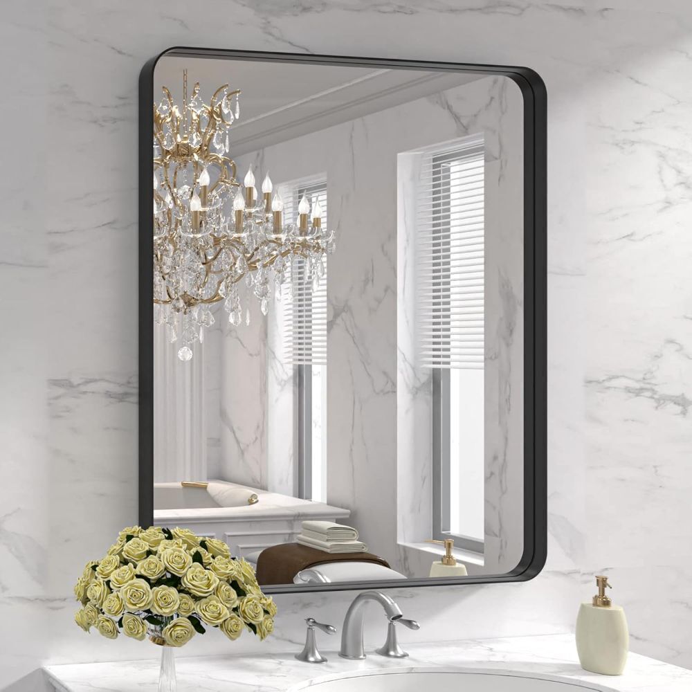 30X36 Inch Black Metal Framed Bathroom Mirror - Image 1 - Lot 4287