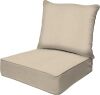 Honeycomb Outdoor Deep Seat, 24 x 23, Textured Solid Almond Chair Cushion for Patio Furniture - Thumbnail 1