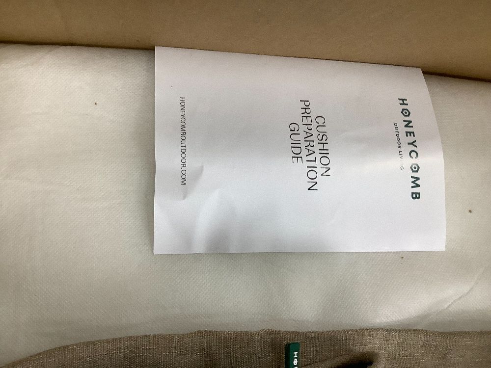 Honeycomb Outdoor Deep Seat, 24 x 23, Textured Solid Almond Chair Cushion for Patio Furniture - Image 3 - Lot 7764