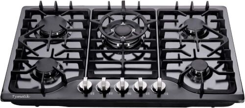 30 Inch Gas Cooktop, Built-in Stainless Steel Gas Stovetop 5 High Efficiency Burners Gas Stove LPG/NG Convertible Gas Hob (Black) - Lot 7784
