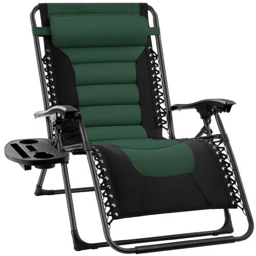 Oversized Padded Zero Gravity Chair, Folding Recliner w/ Headrest, Side Tray - Lot 8047