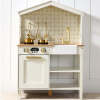 Pretend Play Wooden Farmhouse Kitchen Set w/ Storage, 5 Accessories - Thumbnail 1