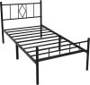 14 Inch Twin Size Bed Frames with Headboard/Footboard, Under Bed Storage, Strong Metal Slats Support, No Box Spring Needed, Noise Free, Easy Assembly, Black - Thumbnail 1