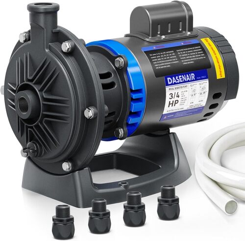 DASENAIR Booster Pump,3/4 HP Pure Copper Motor with Dual Voltage(115V or 230V),IPX4 Waterproof Compatible for Pressure Side Pool Cleaners Vac-Sweep 280,380,3900 - Lot 8059