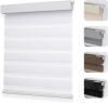 Joydeco No Drill Zebra Blinds for Windows, Cordless Day & Night Dual Sheer Roller Shades, Easy Installation, Free-Stop Lift System, Light Filtering Privacy Blinds for Home(White,33" W x 75" H) - Thumbnail 1
