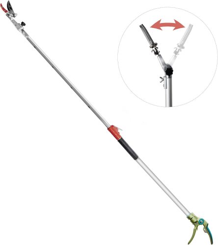 GARTOL Pruner for Garden, Cut Upto 1 Inch & Hold Telescopic Pole Pruner, Fruit Picker with Rotating Blade Head, Lightweight Aluminum Extendable Handle for Tree Branch Cutter, 3.67-5.45 FT, Silver - Lot 8068